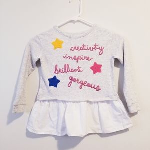 365 Kids By Garanimals Girls Shirts & Tops Size 5 Long Sleeve Shirt Gray/White